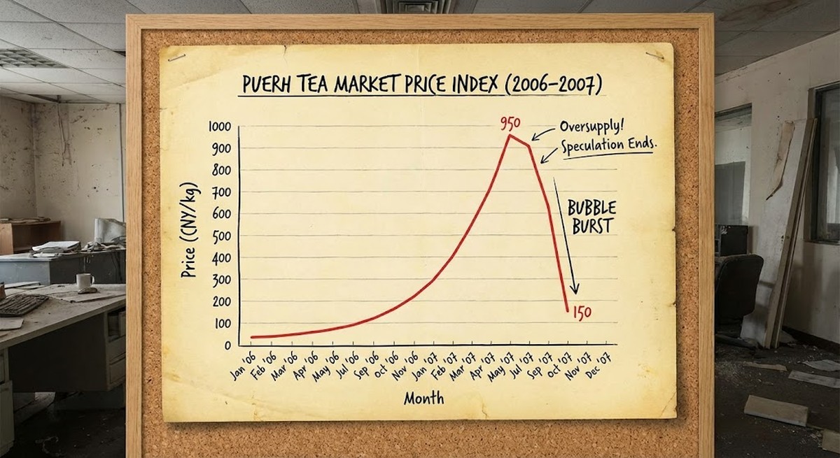 Chart showing 2007 puerh tea market price collapse.