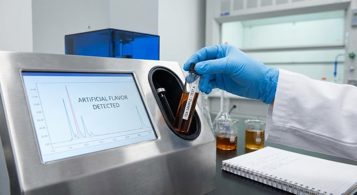 Tea sample being tested for artificial flavoring compounds.