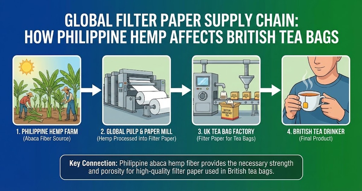Filter paper supply chain showing why Philippine hemp affects British tea bags