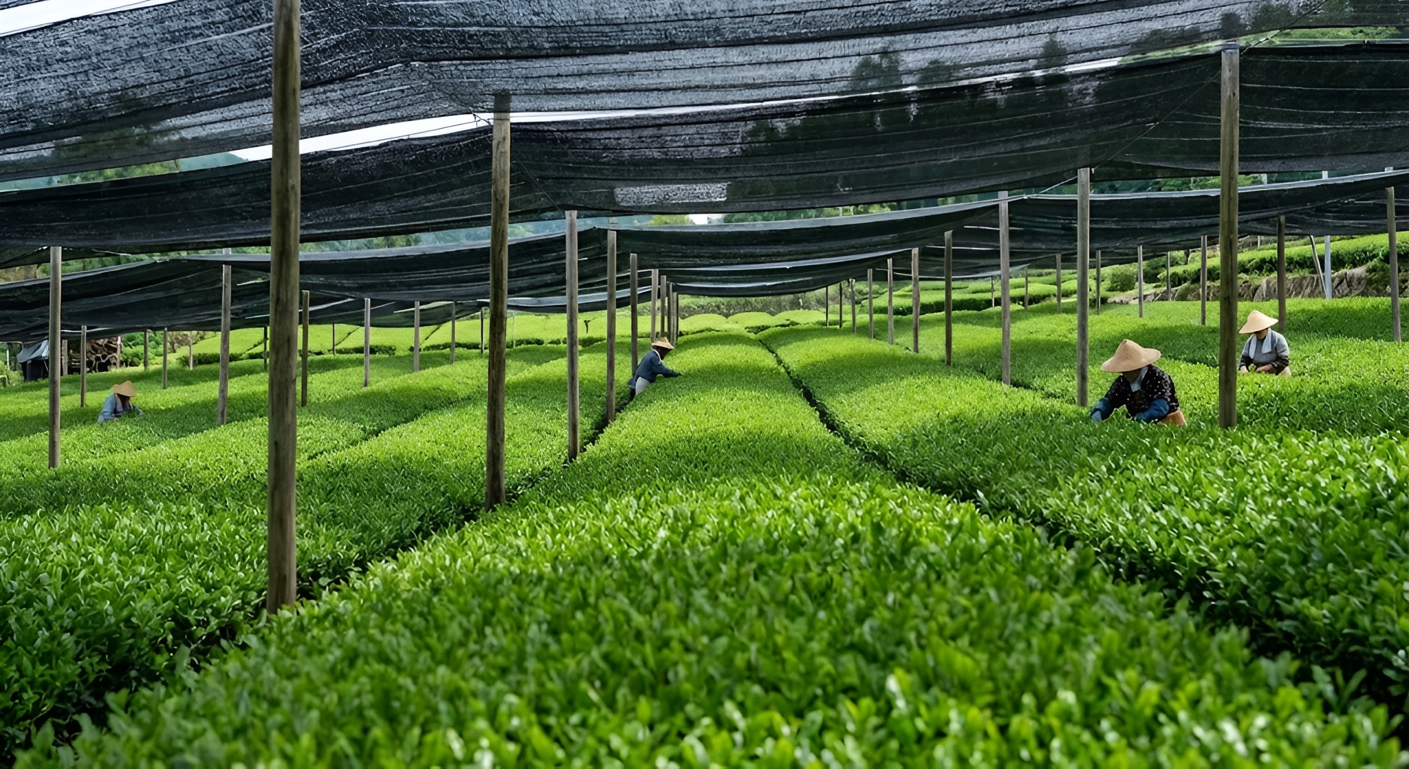 Shaded Gokou tea fields in Uji.