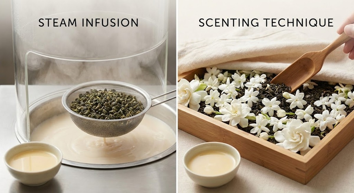 Milk oolong secret showing steam infusion vs scenting technique