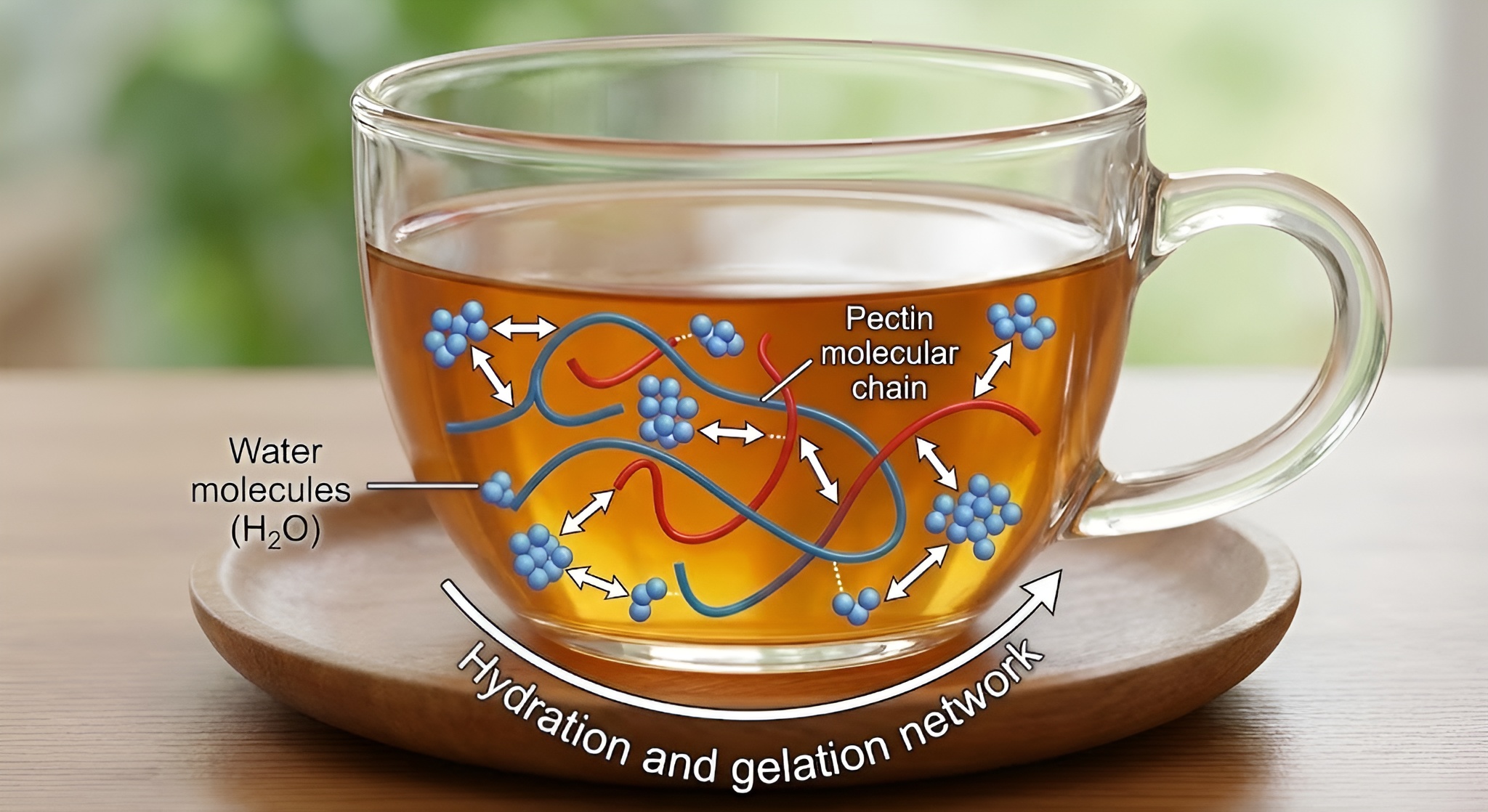 Molecular structure of pectin overlaid on aged pu-erh tea.