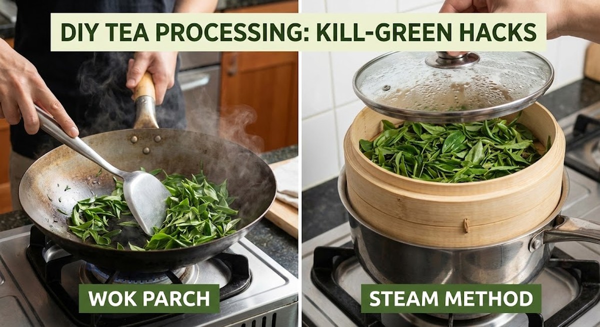 Kill-green kitchen hack showing wok parch vs steam methods
