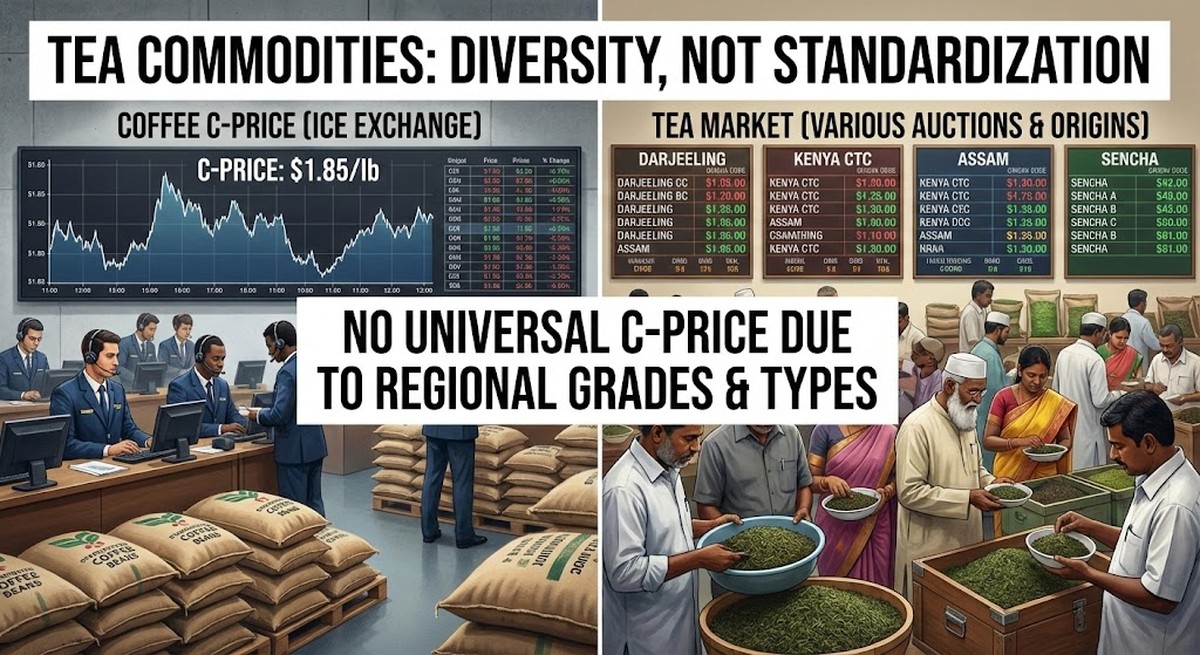 Tea commodities market showing why there is no C-Price like coffee