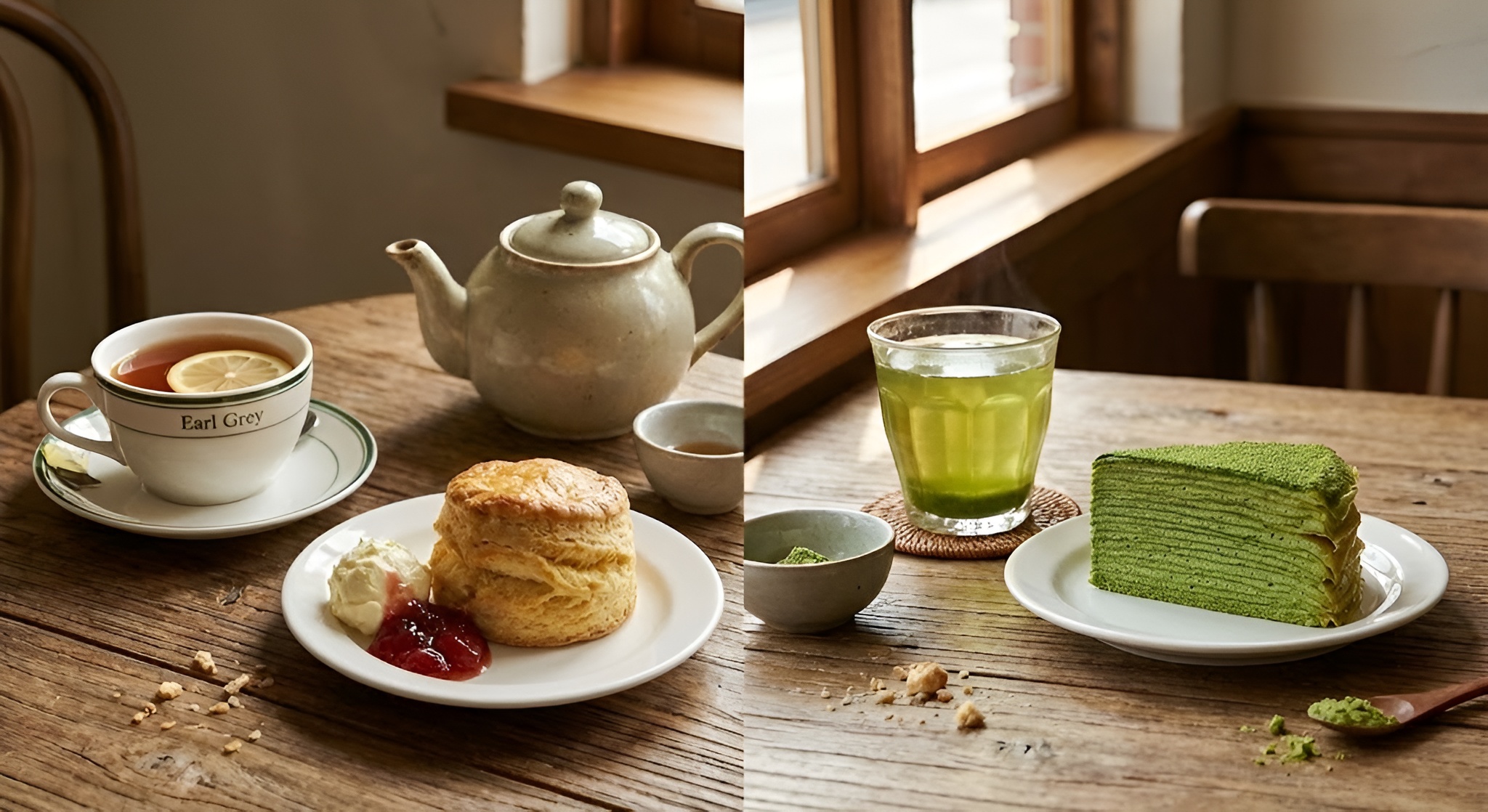 A perfectly set Afternoon Tea table with scones and a teapot.