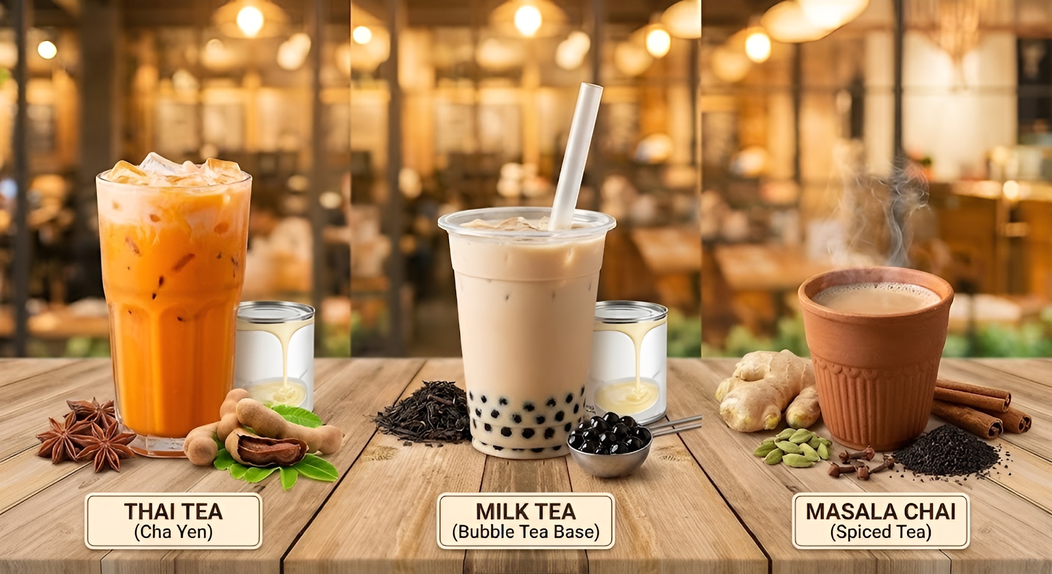 Comparison of Thai Tea, Milk Tea, and Chai.