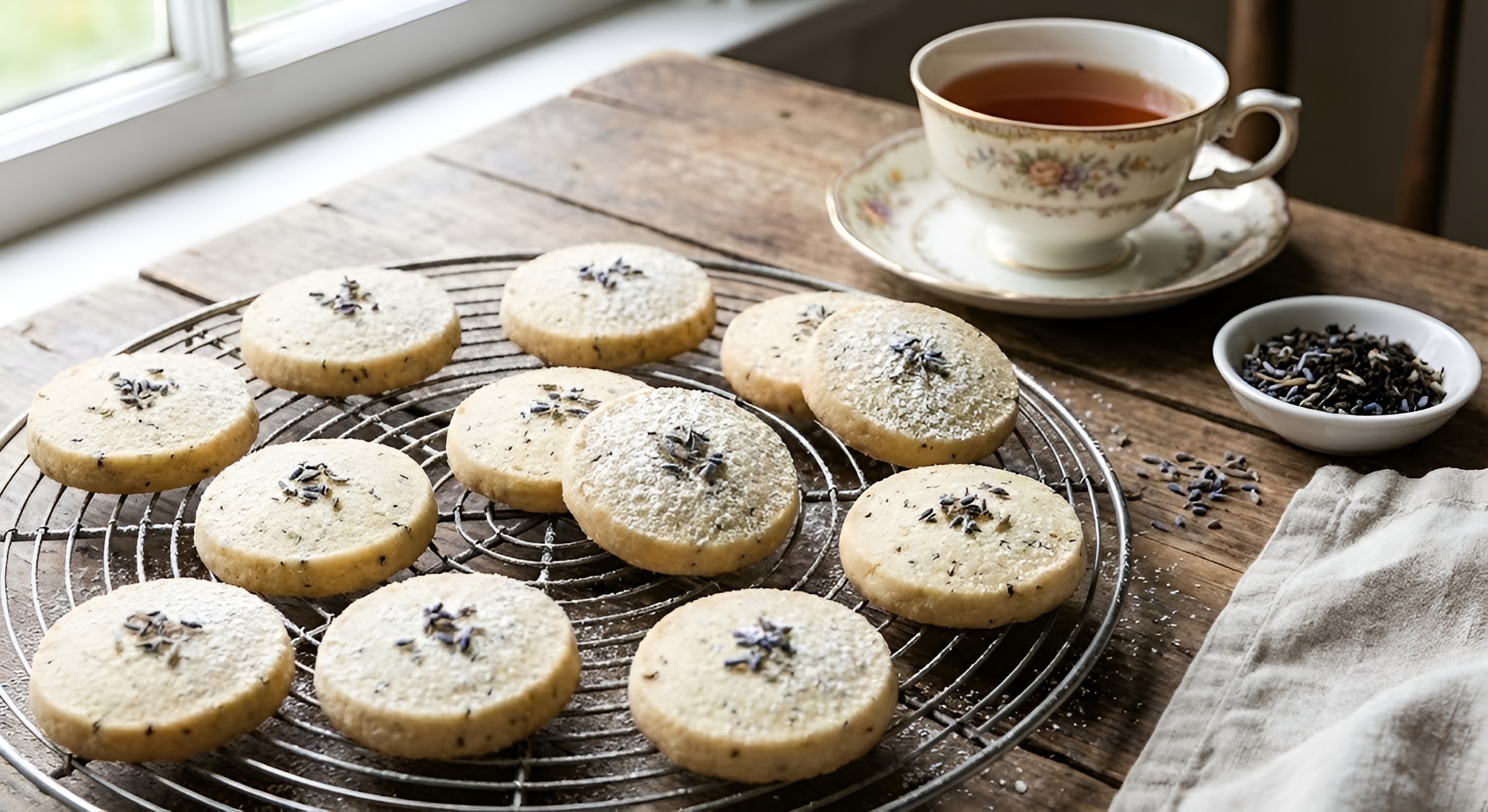 Stack of earl grey shortbread cookies