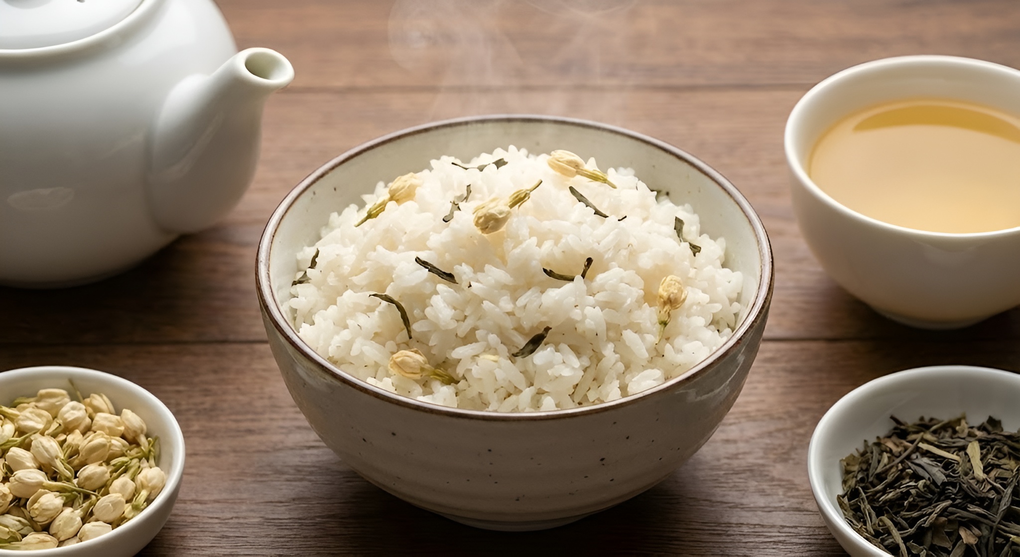 A bowl of fluffy jasmine tea rice