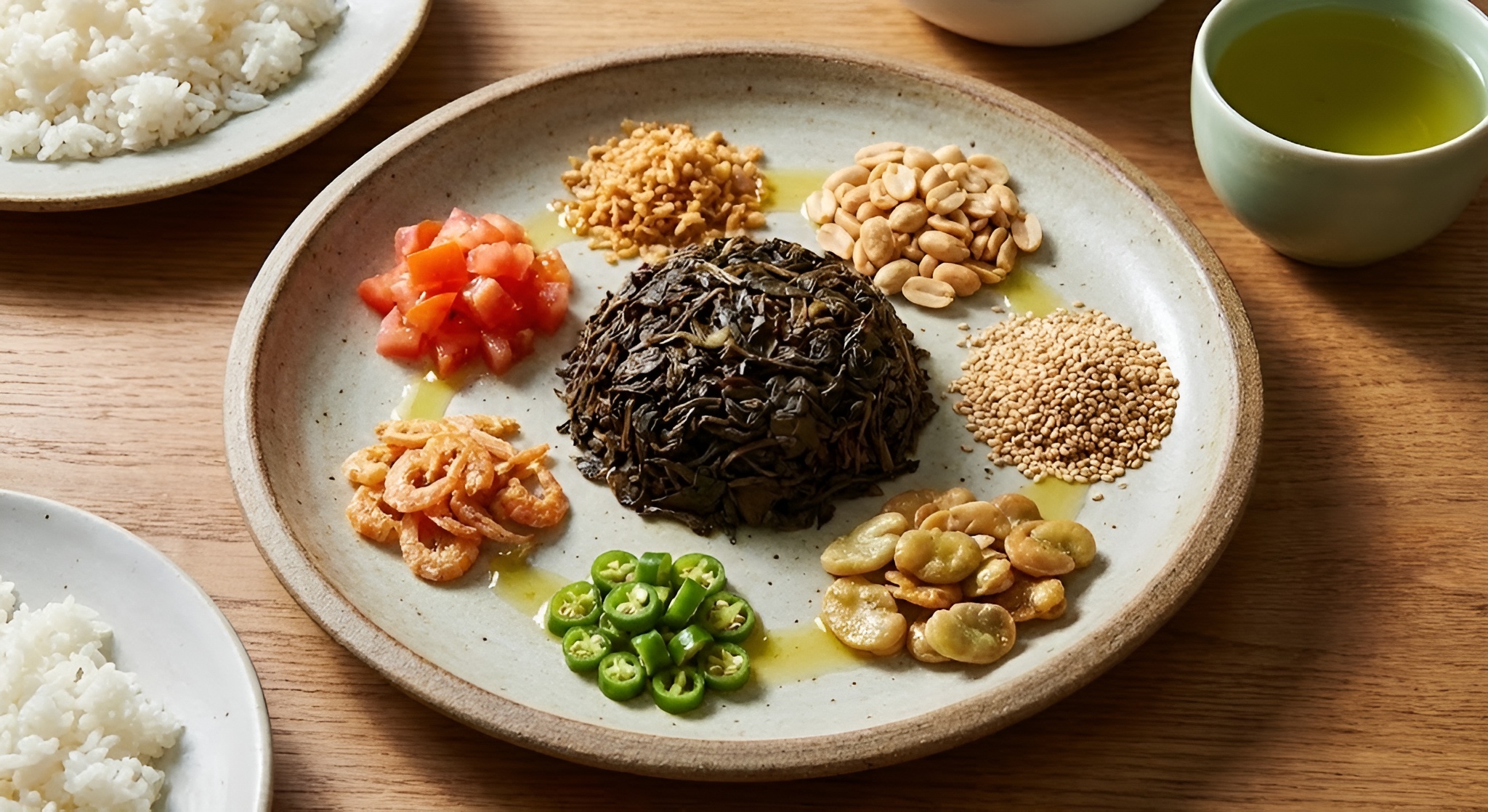 A plate of fermented tea leaf salad