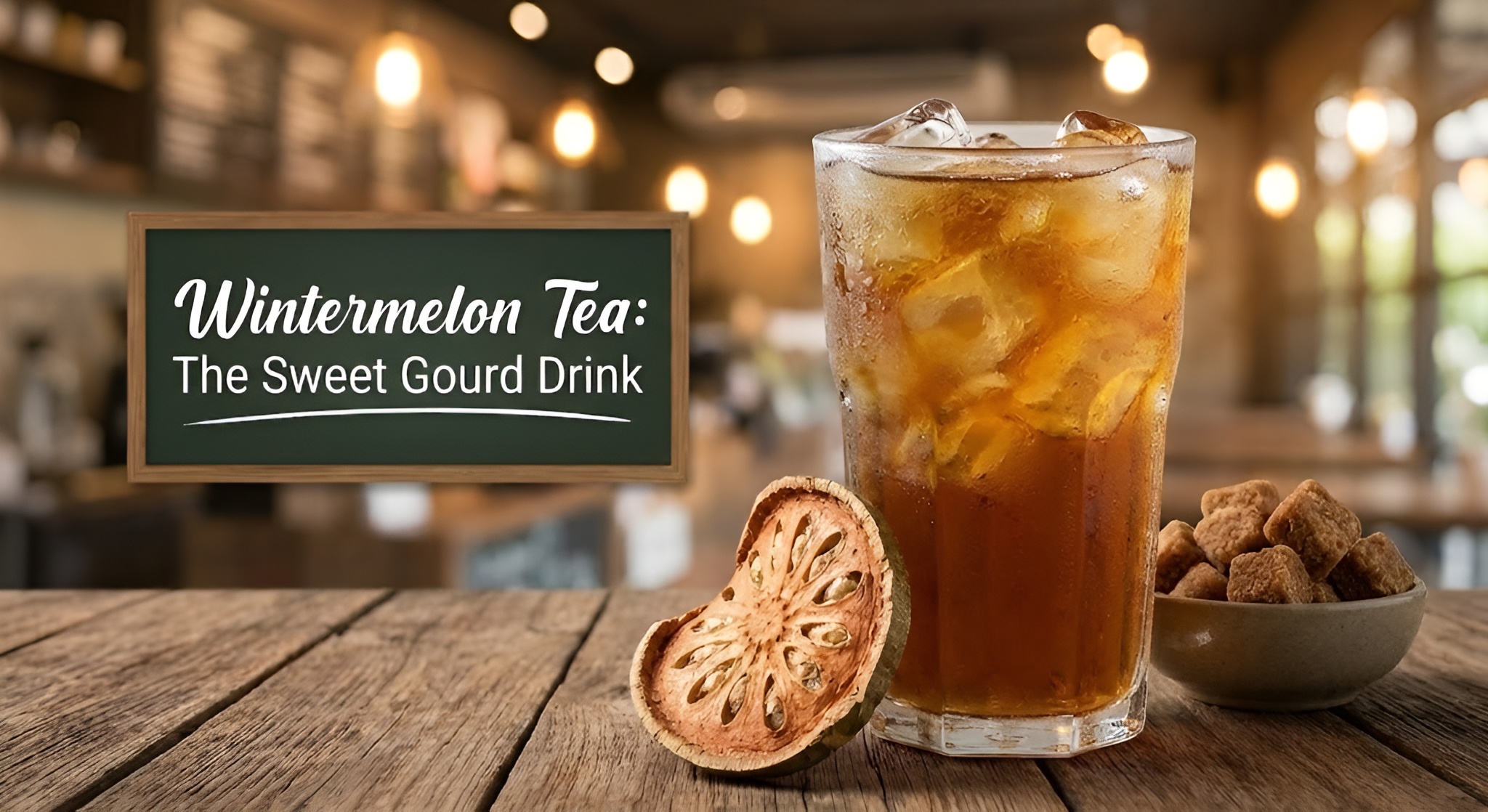 A glass of dark amber wintermelon tea
