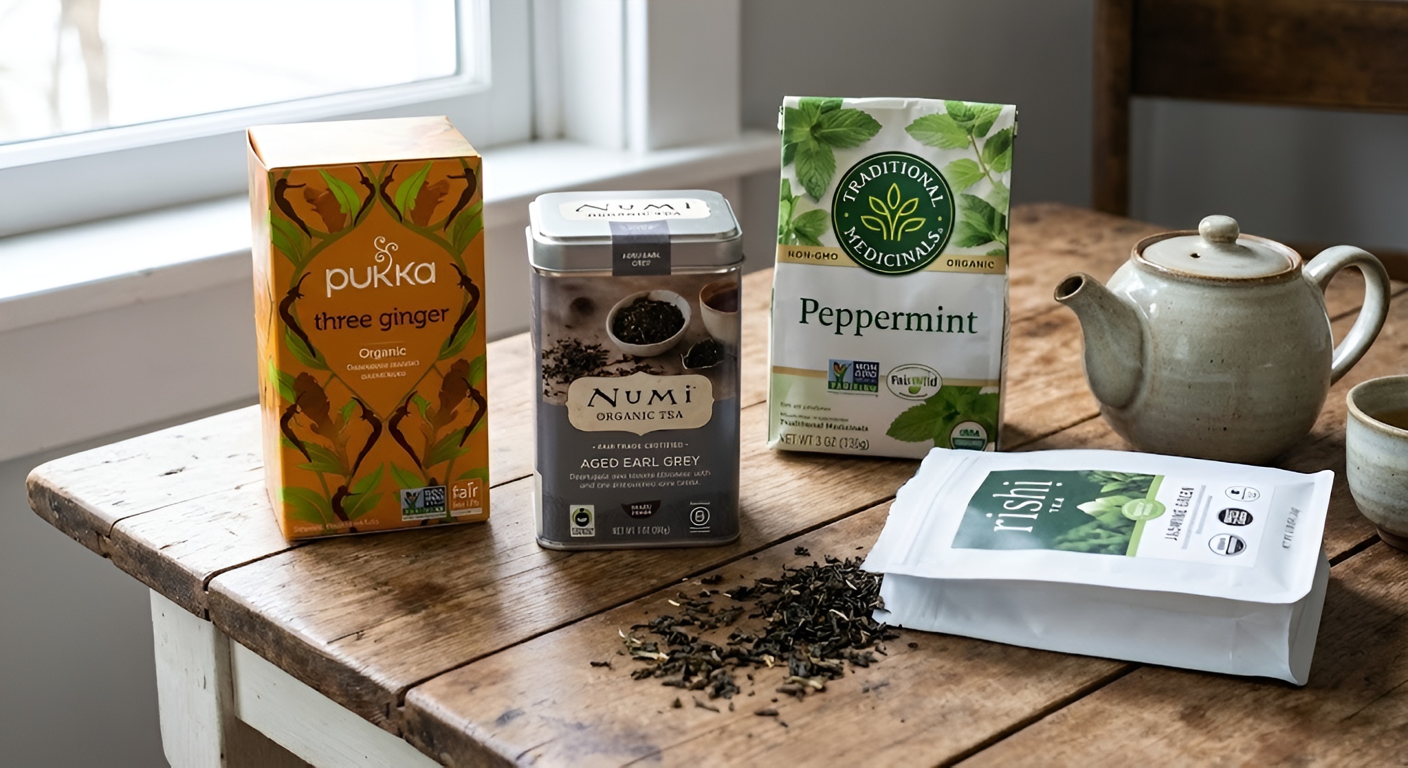 A selection of ethical tea brands.